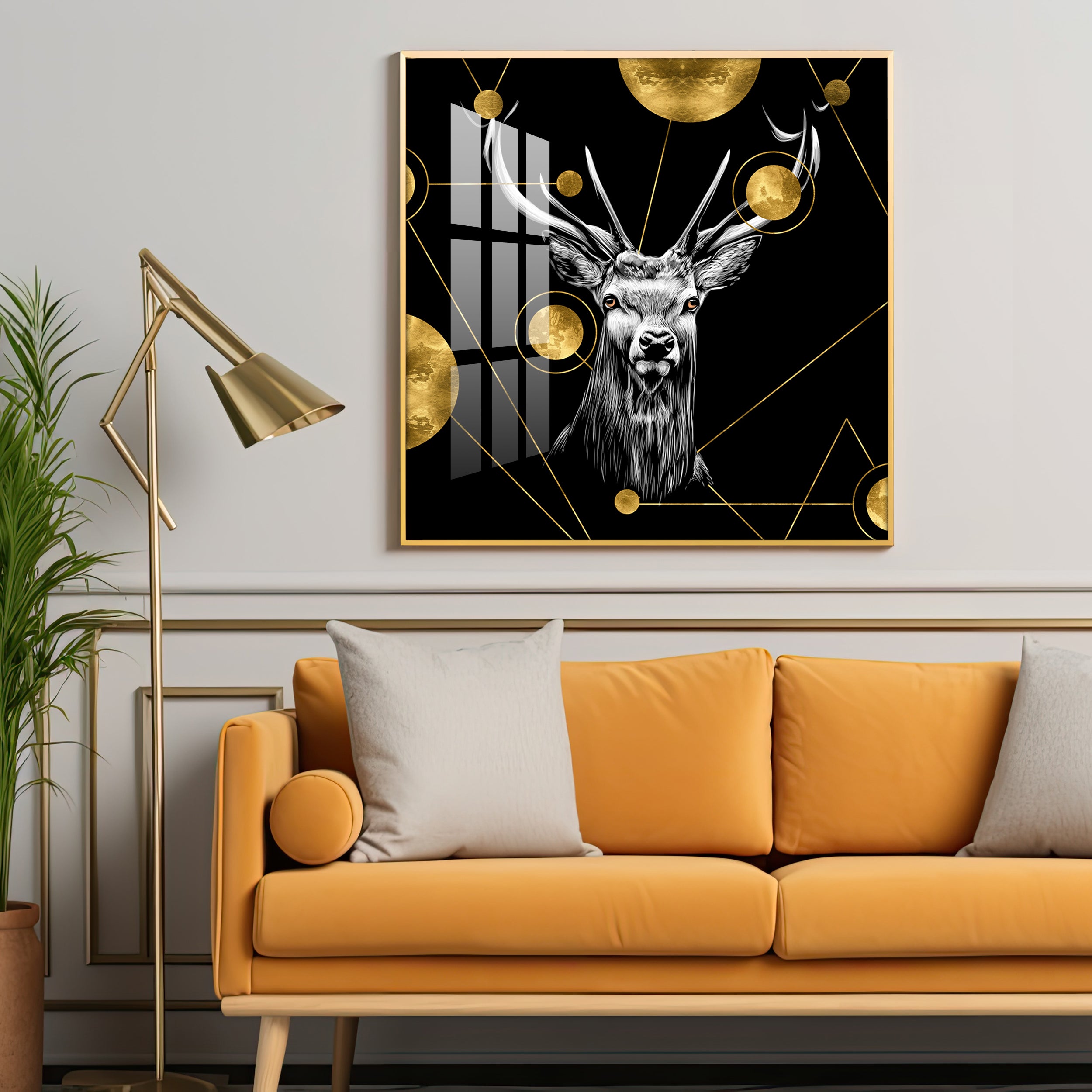 Light Luxury Elk Abstract Art Living Room Premium Acrylic Square Wall Art