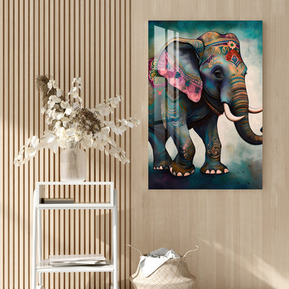 Embroidered Elephant Acrylic Wall Art