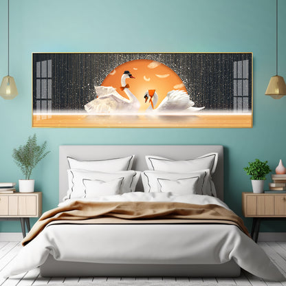 Sun Kissed Swans Premium Acrylic Horizontal Wall Art