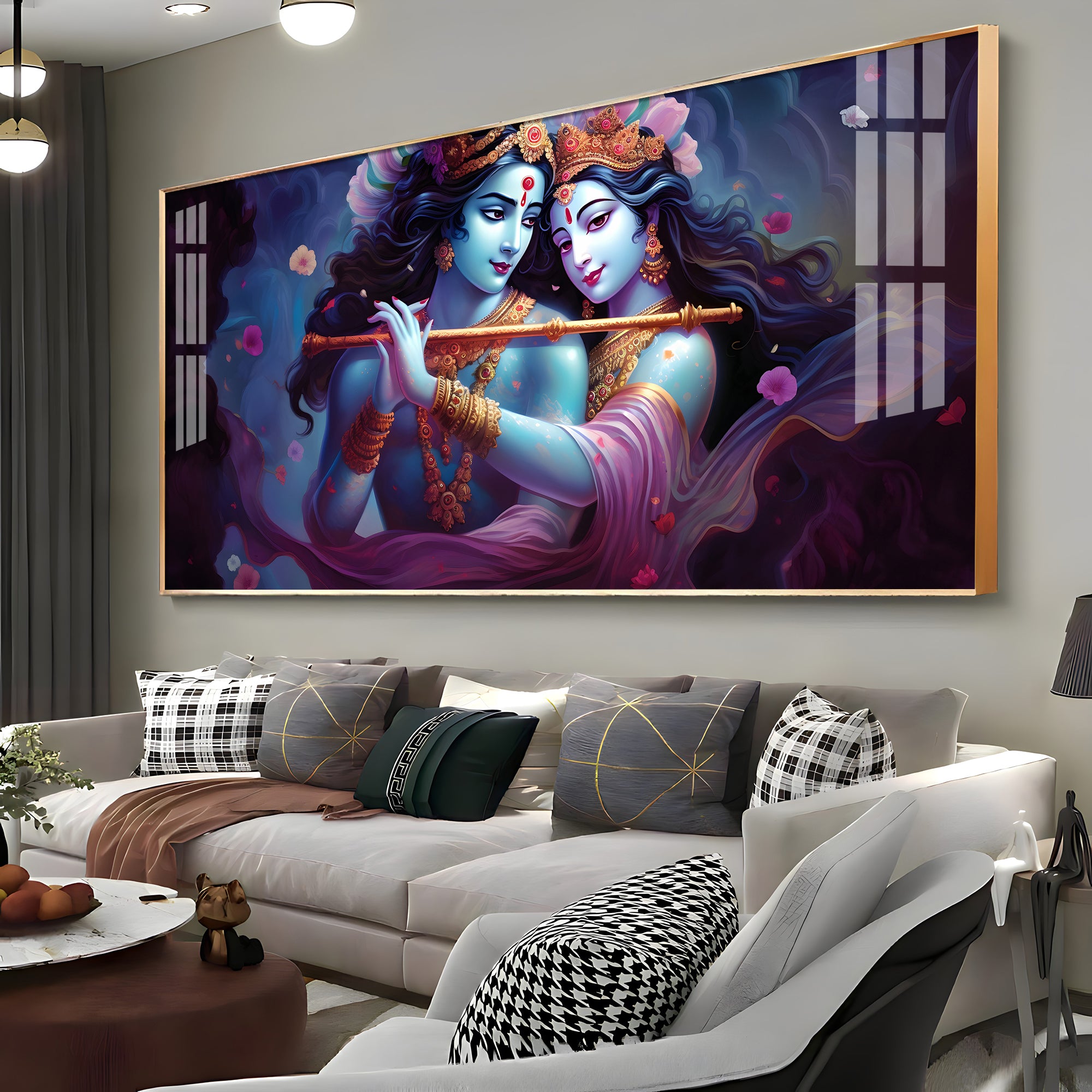 Radha Krishna Unforgetful Love Premium Acrylic Horizontal Wall Art