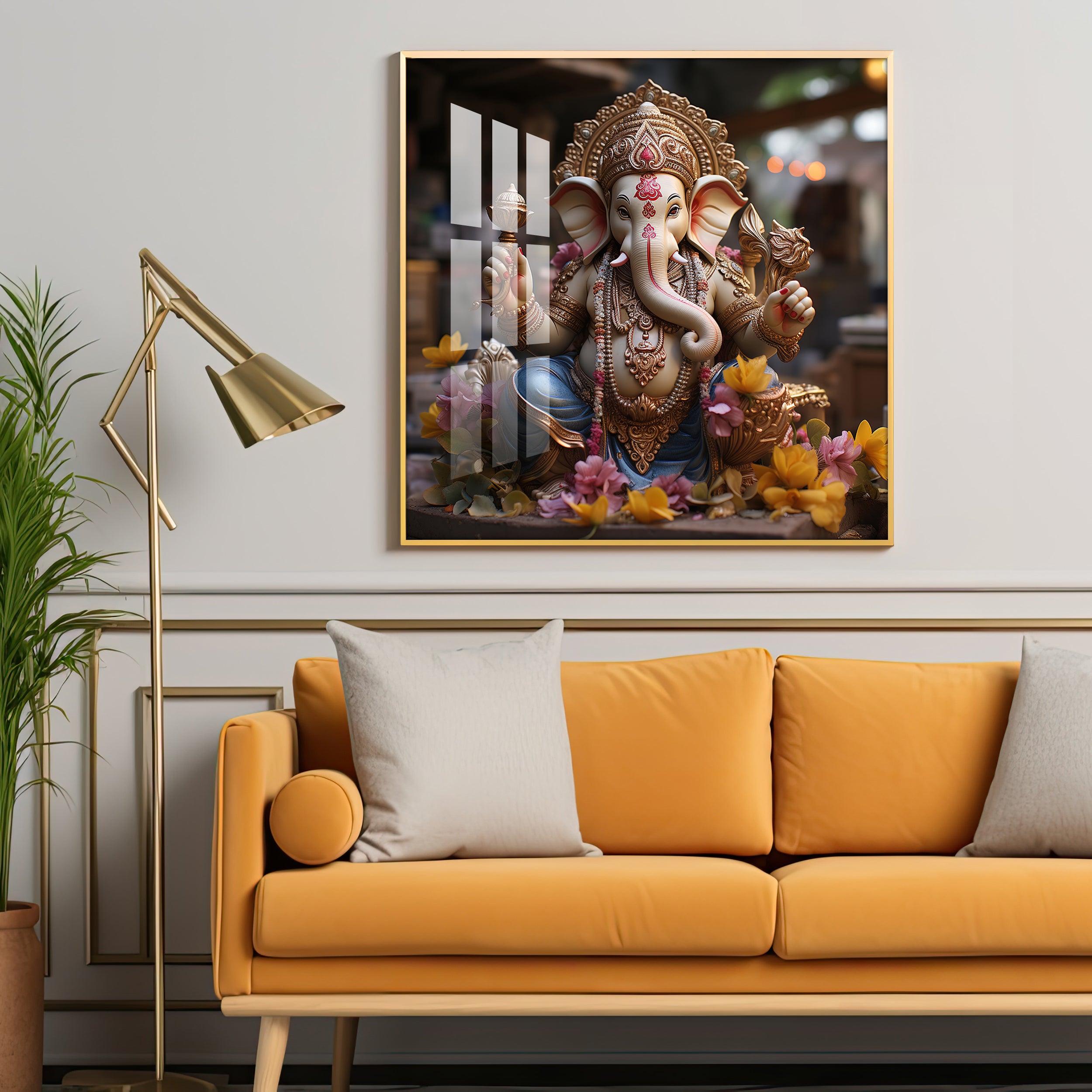 Karya Siddh Ganesh Premium Acrylic Square Wall Art