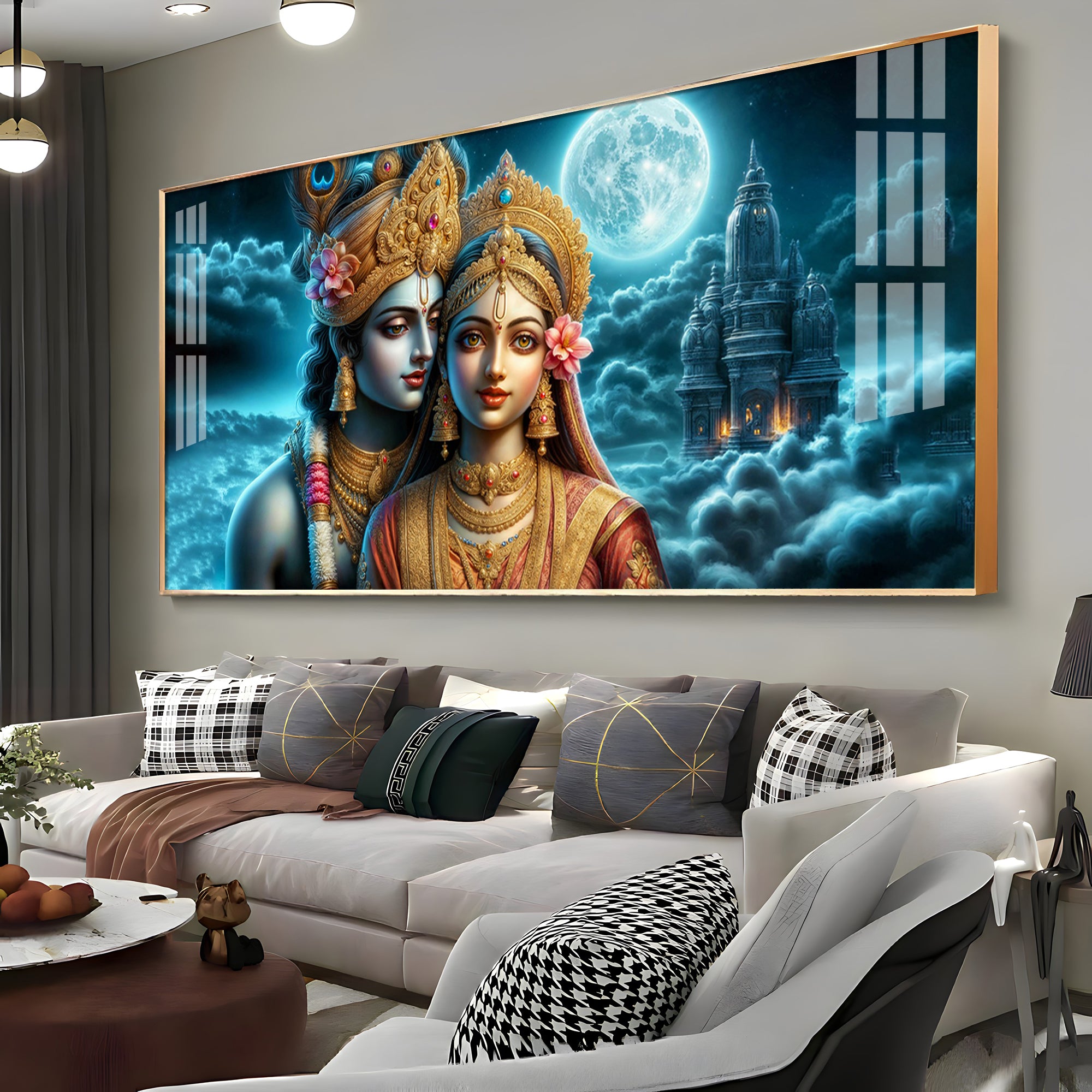 Radha Krishna Visage Mural Premium Acrylic Horizontal Wall Art