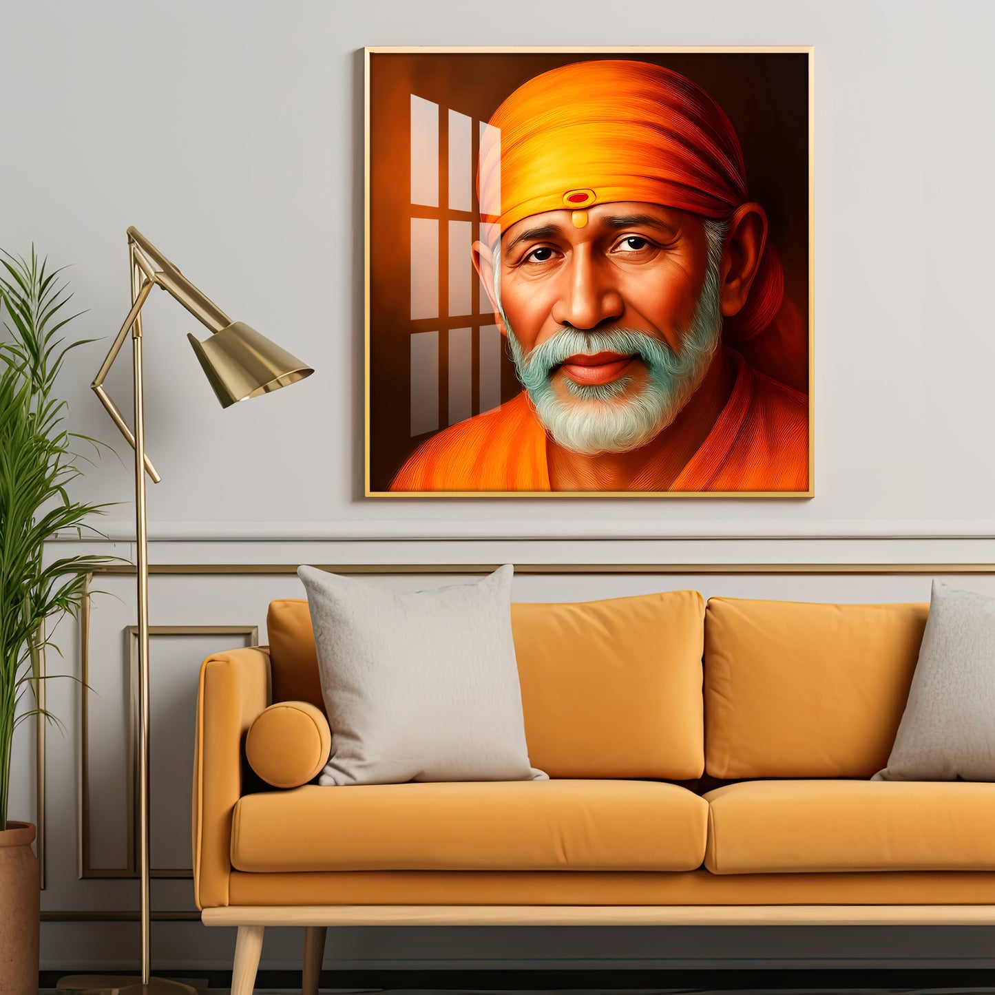 Shridi Sai Baba Premium Acrylic Square Wall Art