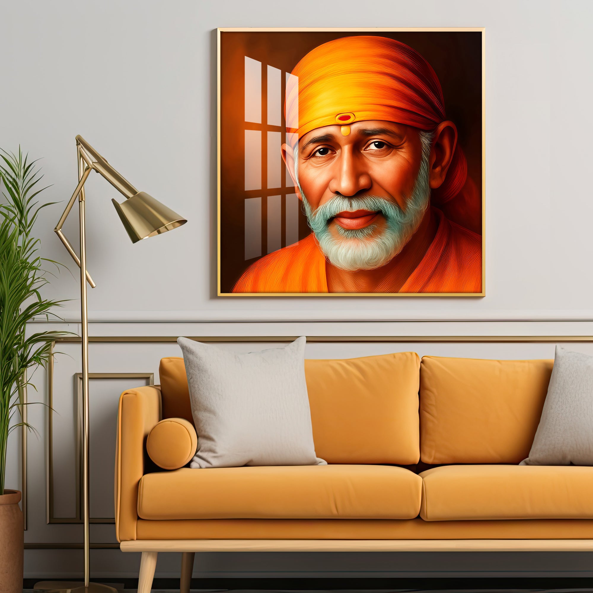 Shridi Sai Baba Premium Acrylic Square Wall Art