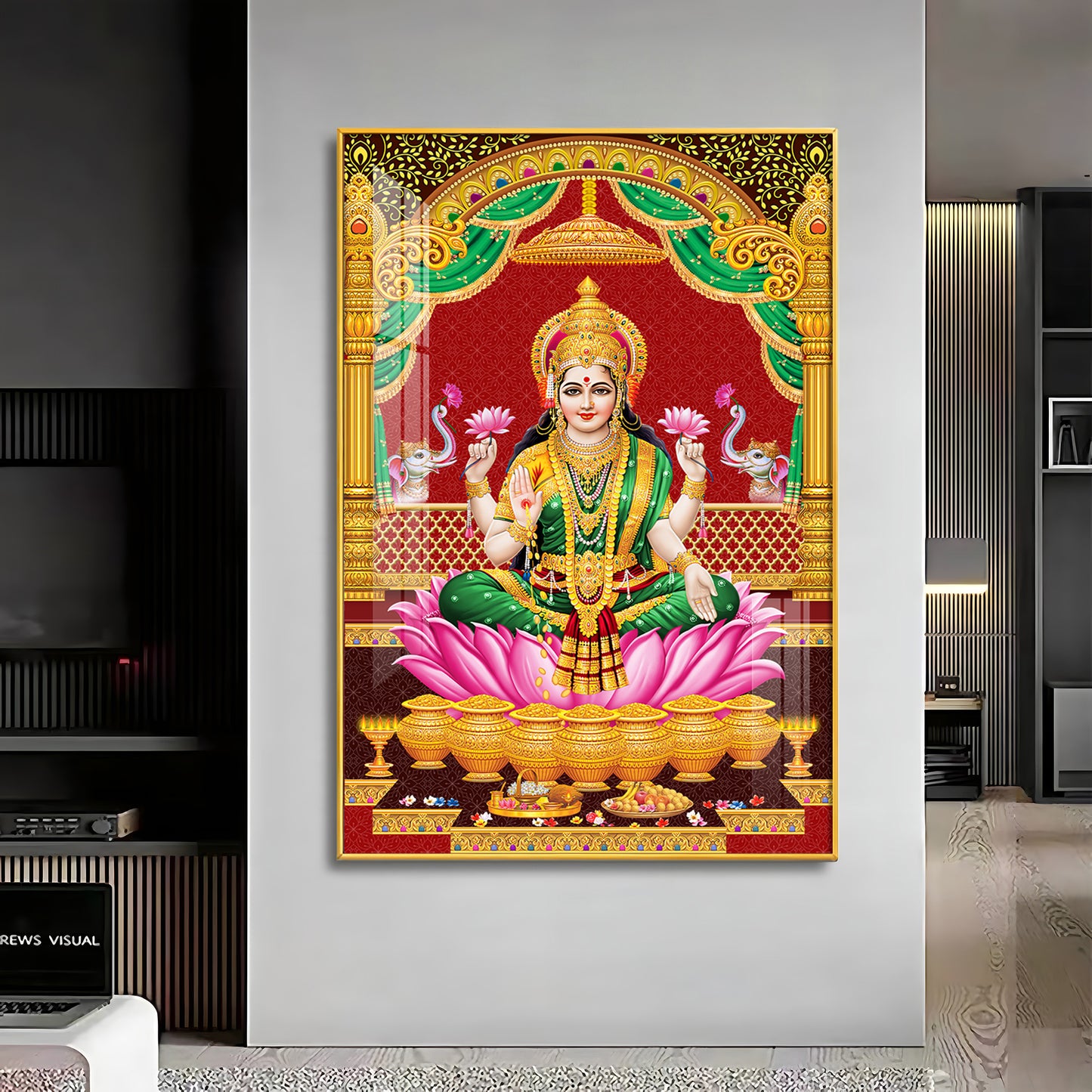 Lakshmi's Blessing Premium Acrylic Vertical Wall Art