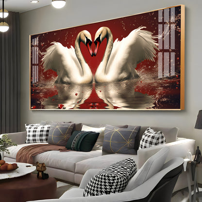 Vibrant Two Swan Premium Acrylic Horizontal Wall Art