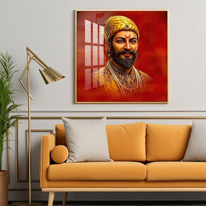 Shivaji Maharaj Ji Premium Acrylic Square Wall Art