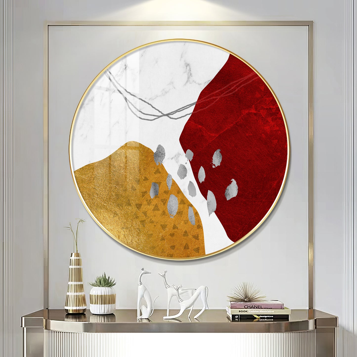 Crimson Elegance Premium Acrylic Round Wall Art