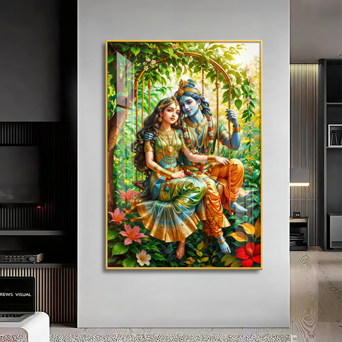 Shree Radha Krishna Premium Acrylic Vertical Wall Art