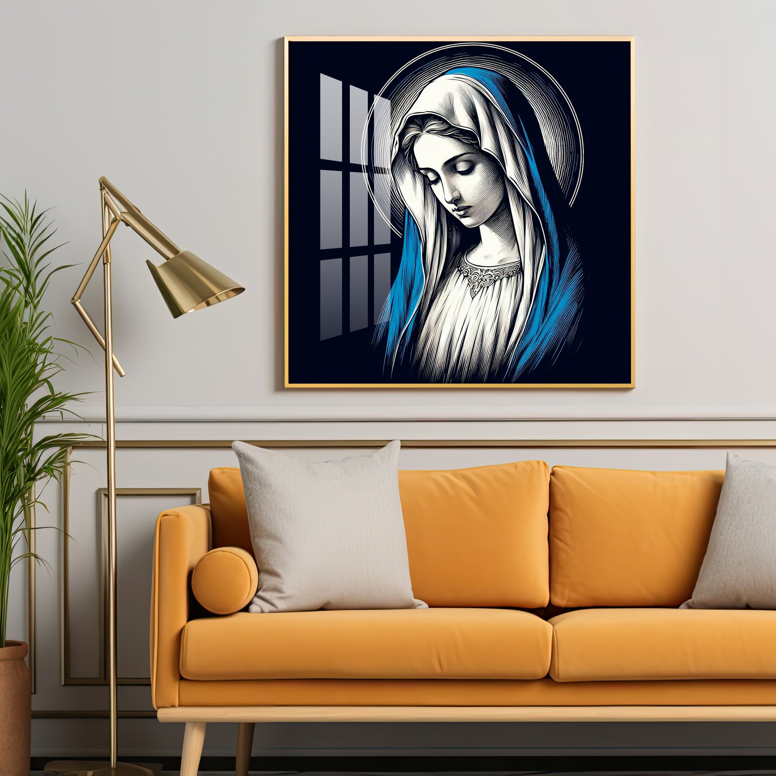 Portrait of the Virgin Mary Premium Acrylic Square Wall Art