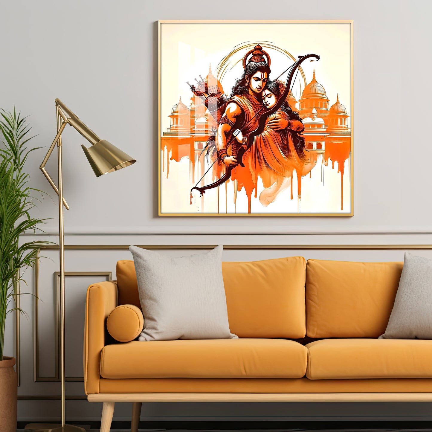 Journey Of Lord Ram and Sita Premium Acrylic Square Wall Art