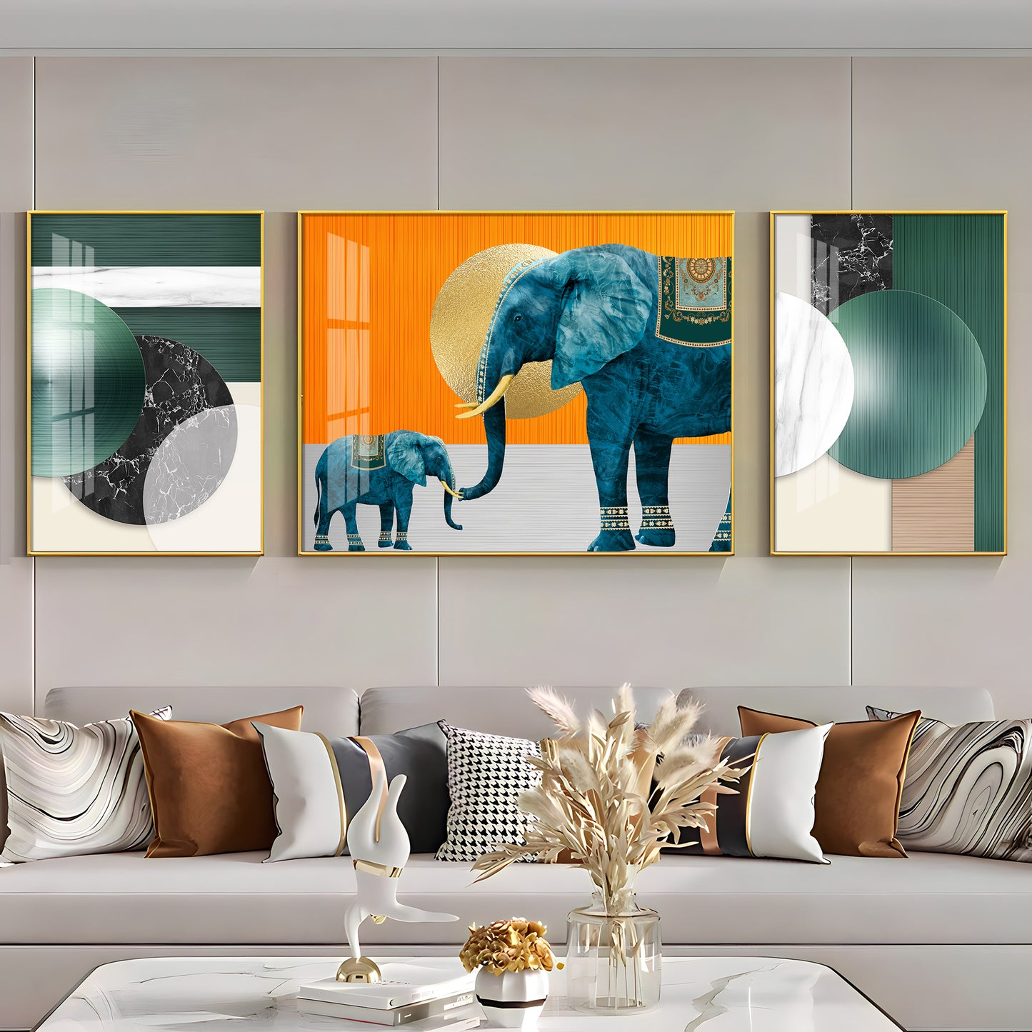 Mascot Elephant Premium Acrylic Wall Art (Set of 3)