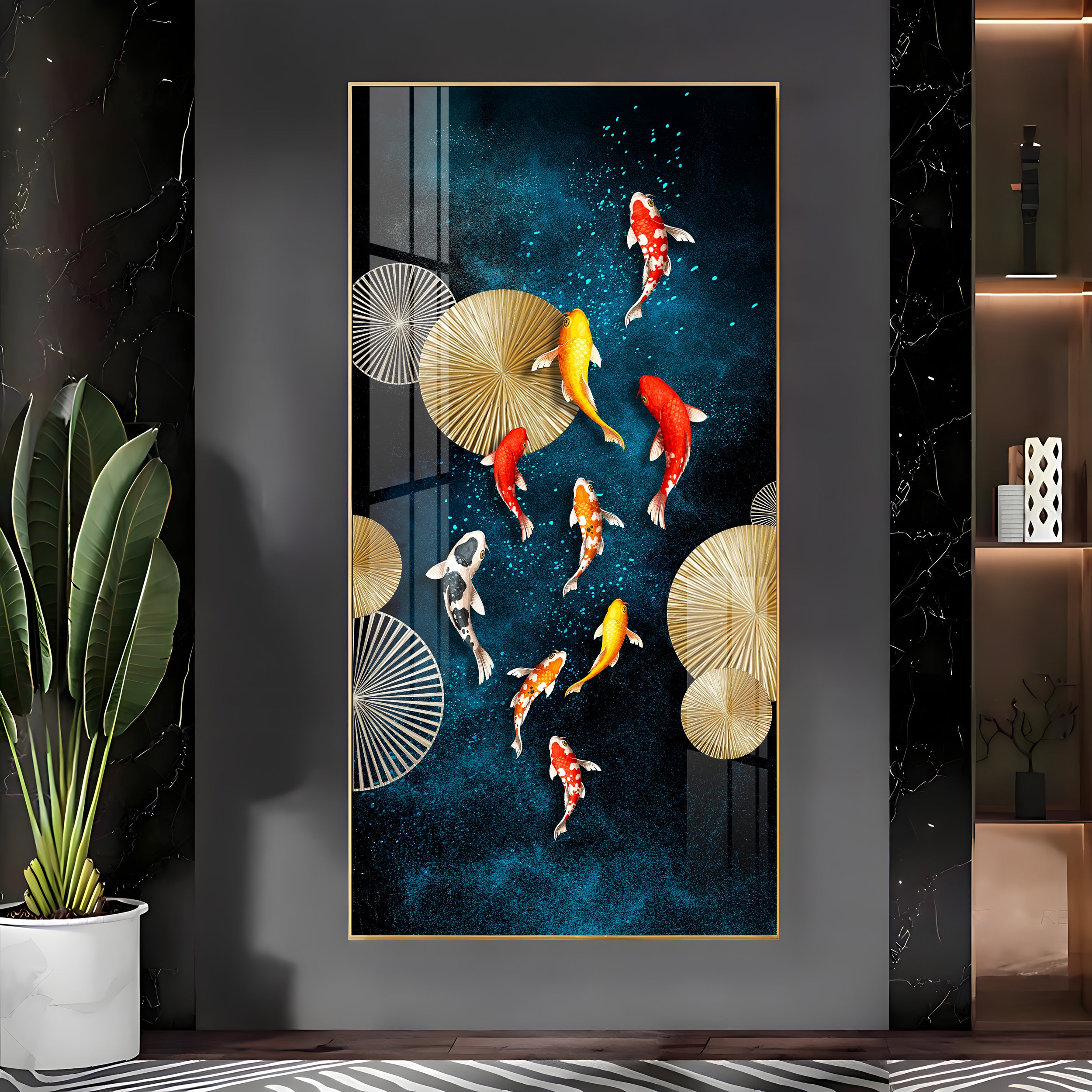 Colourful Koi Fish Premium Acrylic Vertical Wall Art