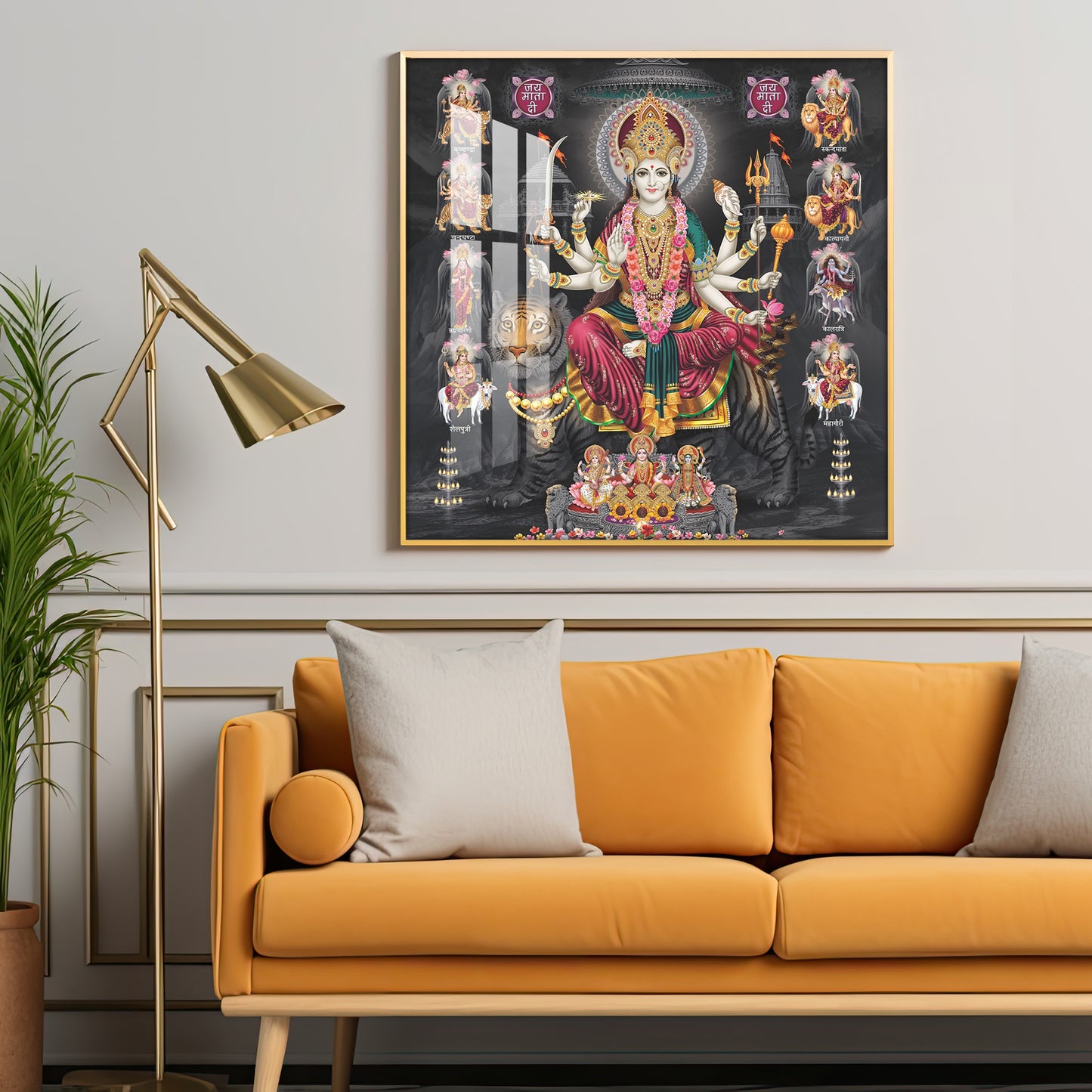 Goddess Durga Avatar Premium Acrylic Square Wall Art