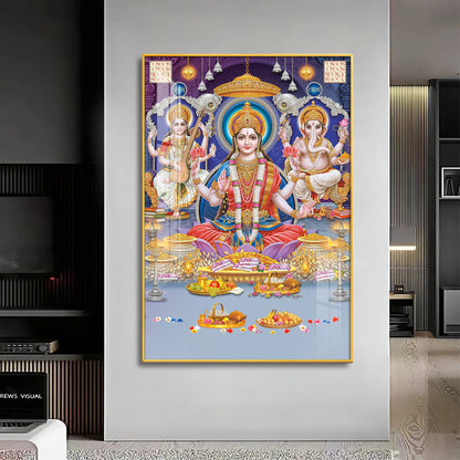 Spiritual Maha Laxmi Ji Premium Acrylic Vertical Wall Art