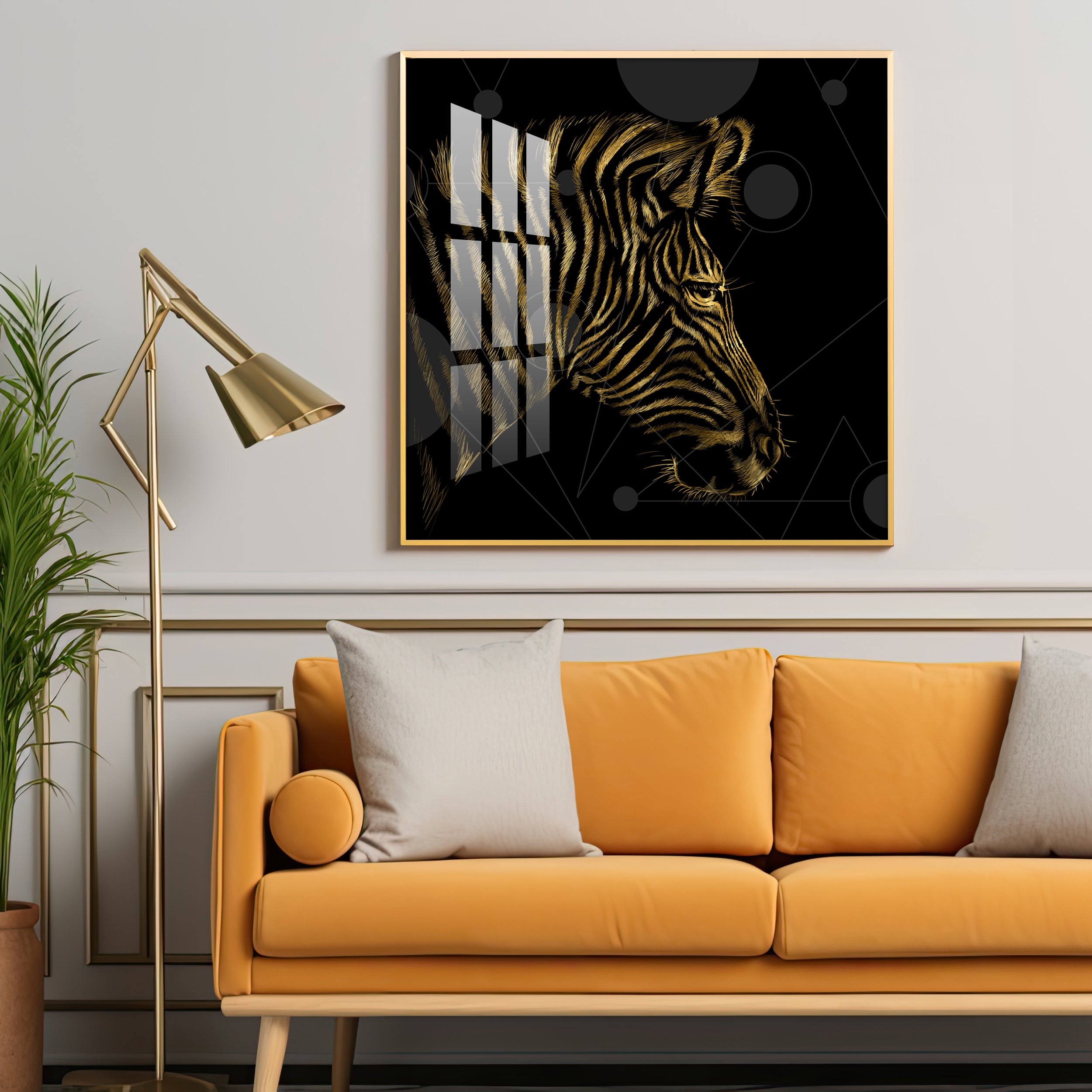 Modern Zebra Abstract Art Living Room Premium Acrylic Square Wall Art