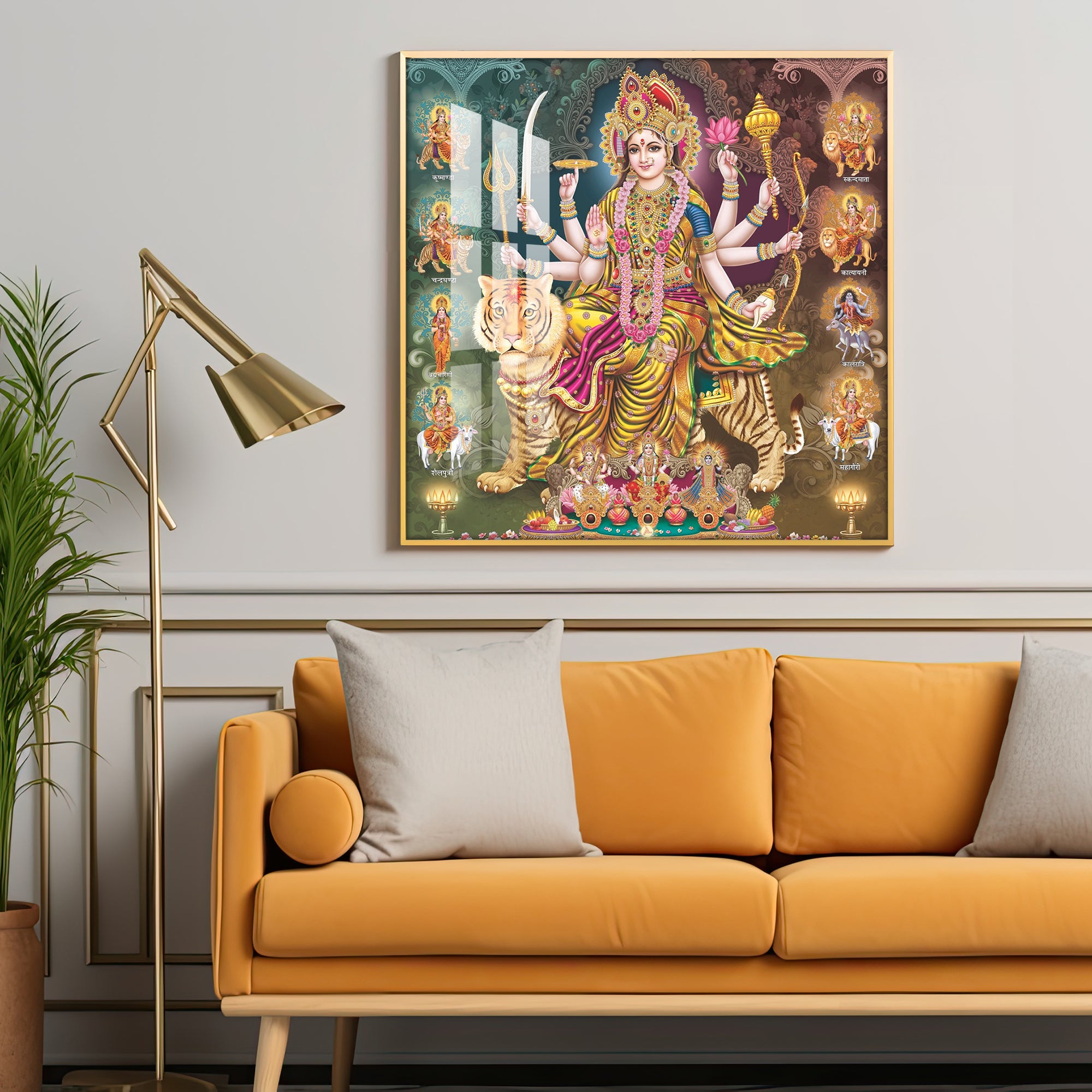 Goddess Durga Grace Premium Acrylic Square Wall Art