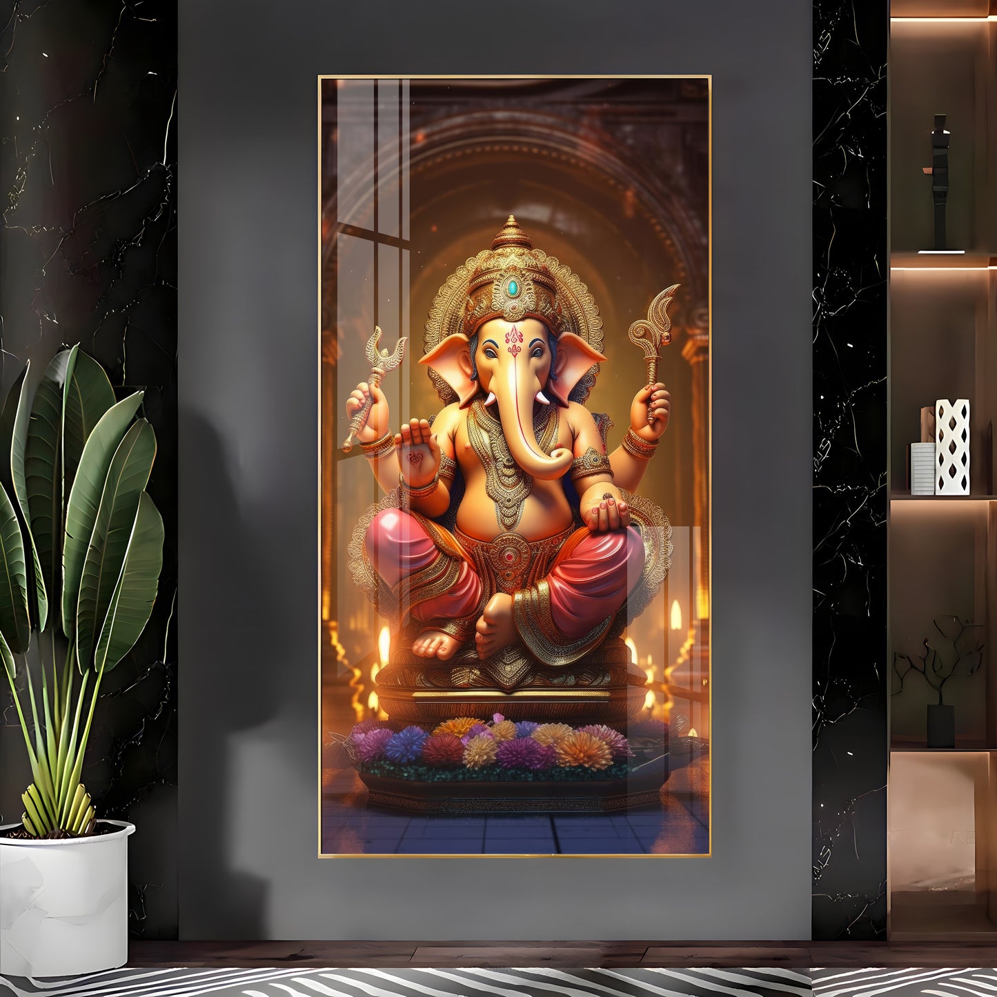 Jai Shree Ganesh Premium Acrylic Vertical Wall Art