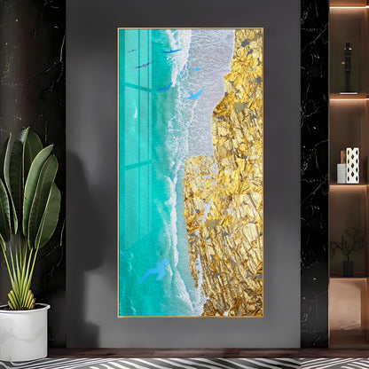 Beach of Gold Premium Acrylic Vertical Wall Art