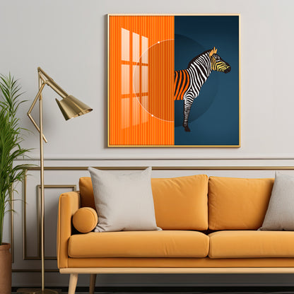 Zebra Abstract Geometric Premium Acrylic Square Wall Art