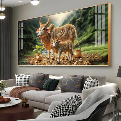 Nandi In Lush Green Forest Premium Acrylic Horizontal Wall Art