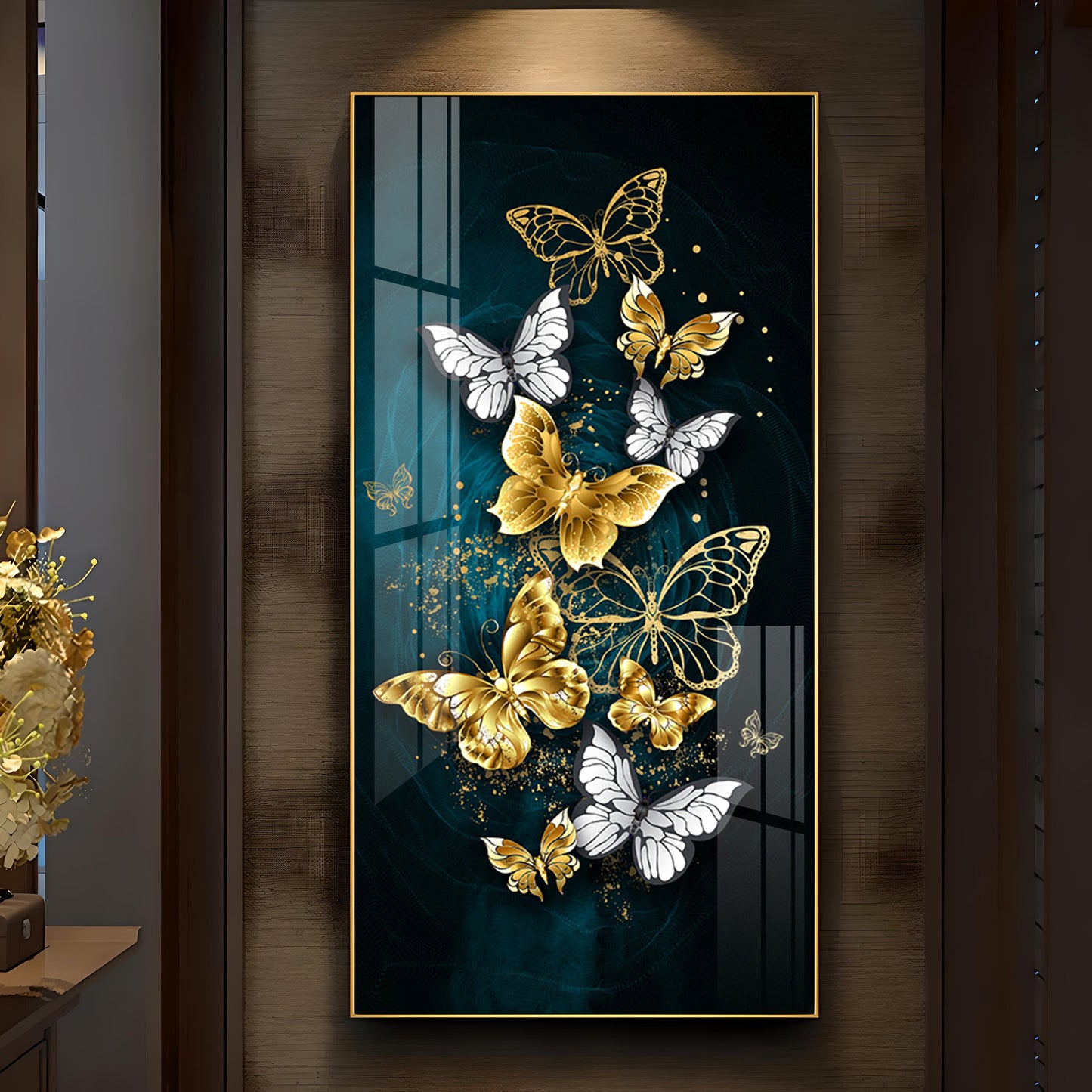 Golden & Silver Butterflies Luxury Crystal Wall Art