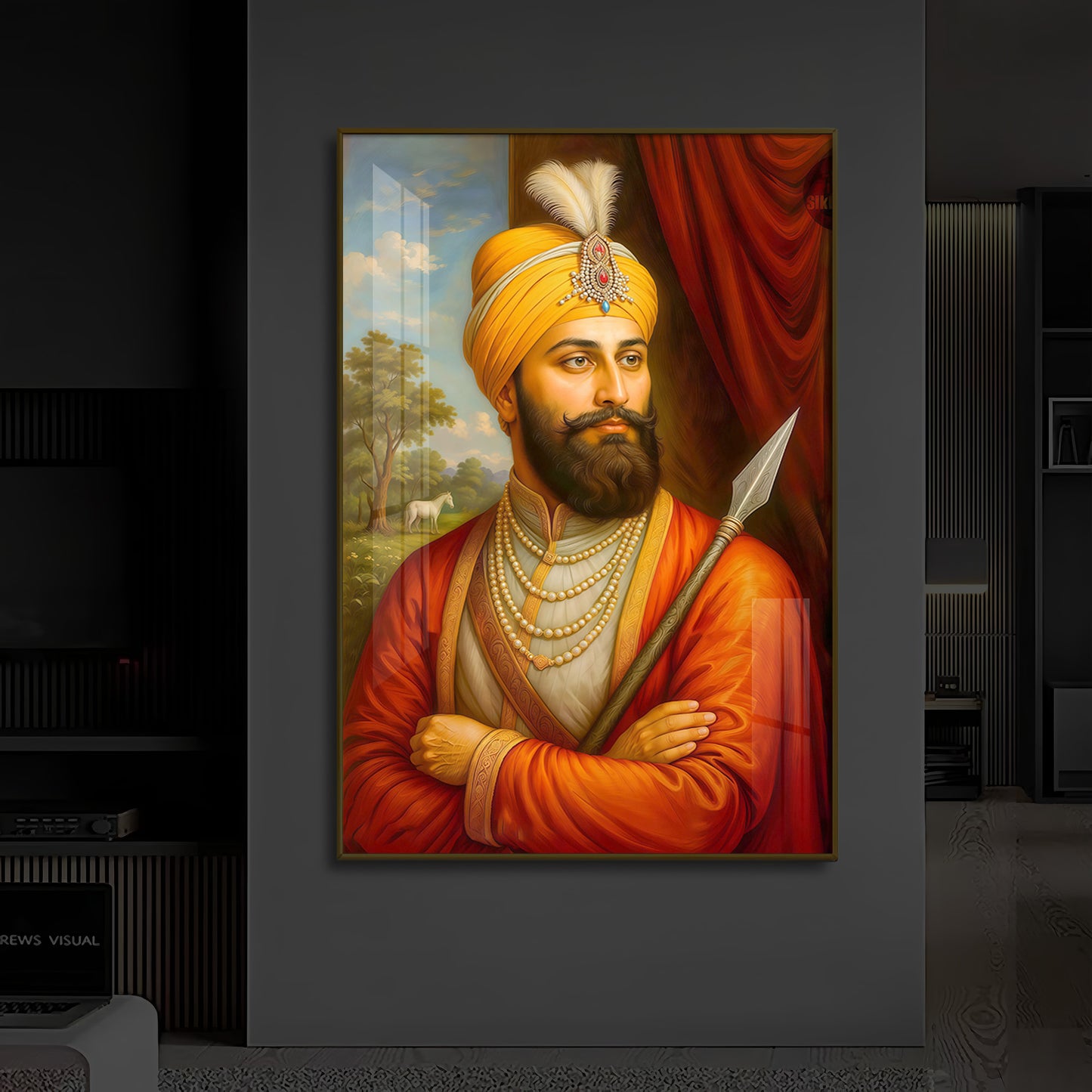 Prestigious Guru Gobind Singh Ji Modern Luxury Backlight Vertical Wall Art