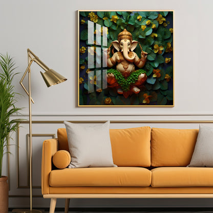 Eco-Friendly Ganpati Premium Acrylic Square Wall Art