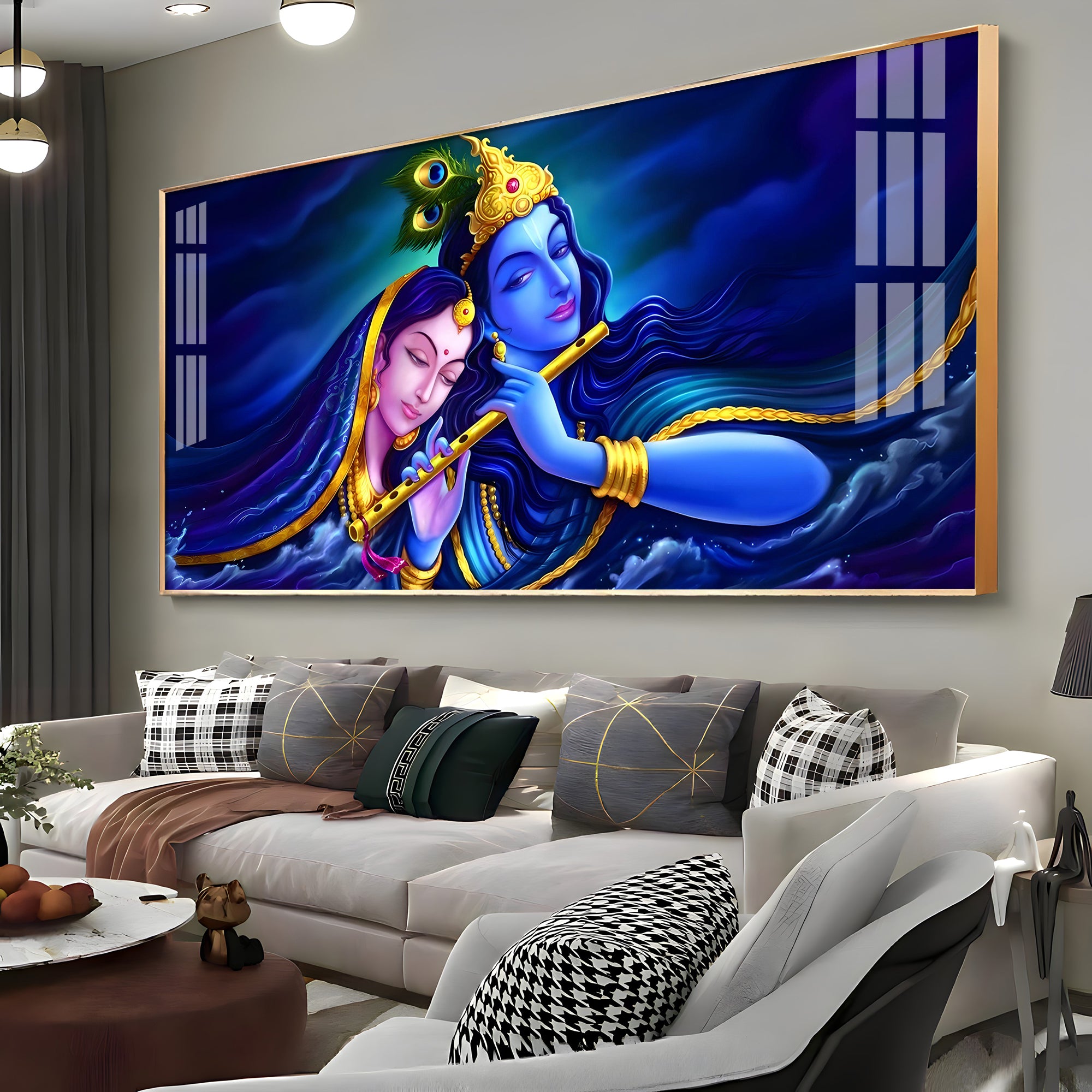 Credence Radha Krishna Love Premium Acrylic Horizontal Wall Art