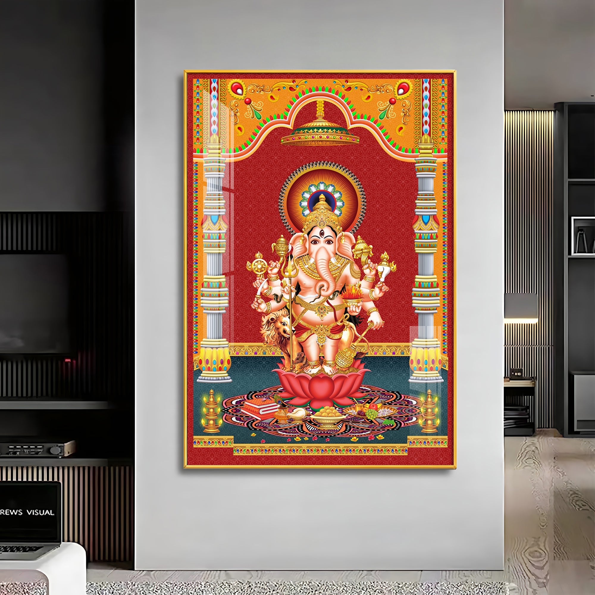 Lord Ganesh Blessings Premium Acrylic Vertical Wall Art