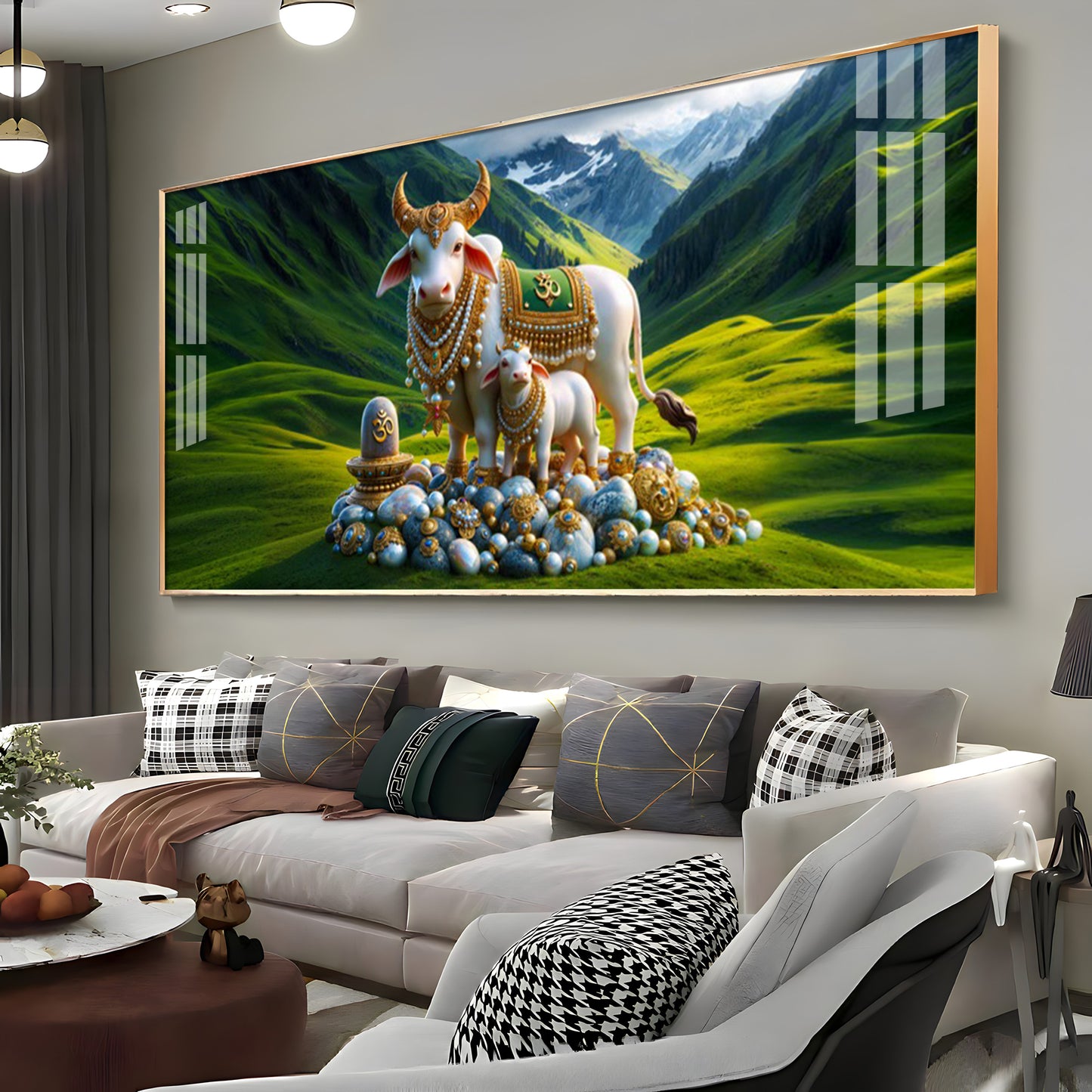 Sacred Nandi In Valley Premium Acrylic Horizontal Wall Art