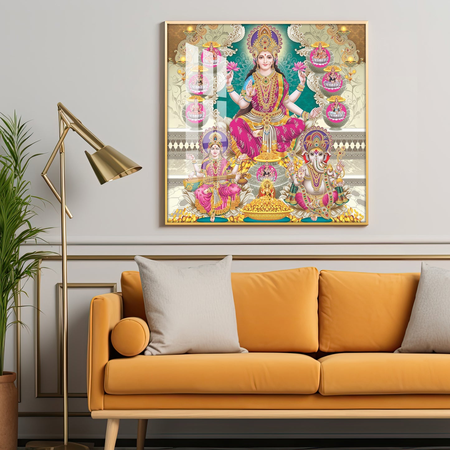 Maa Laxmi Premium Acrylic Square Wall Art