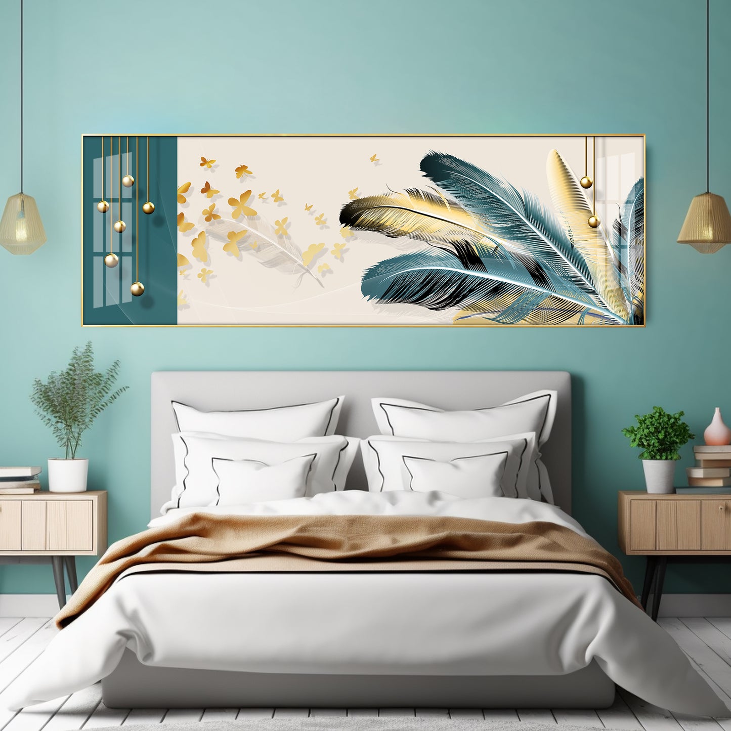 Feather Bouquet Premium Acrylic Horizontal Wall Art