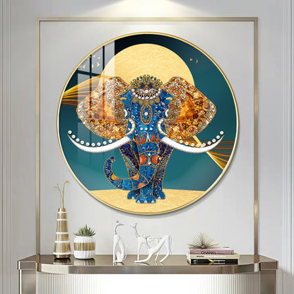 Elephant Mural Premium Acrylic Round Wall Art