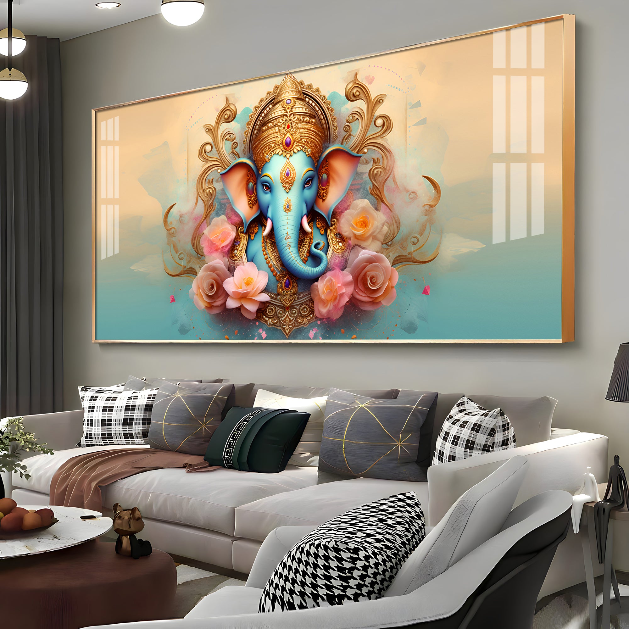 Divine Lord Ganesha Premium Acrylic Horizontal Wall Art