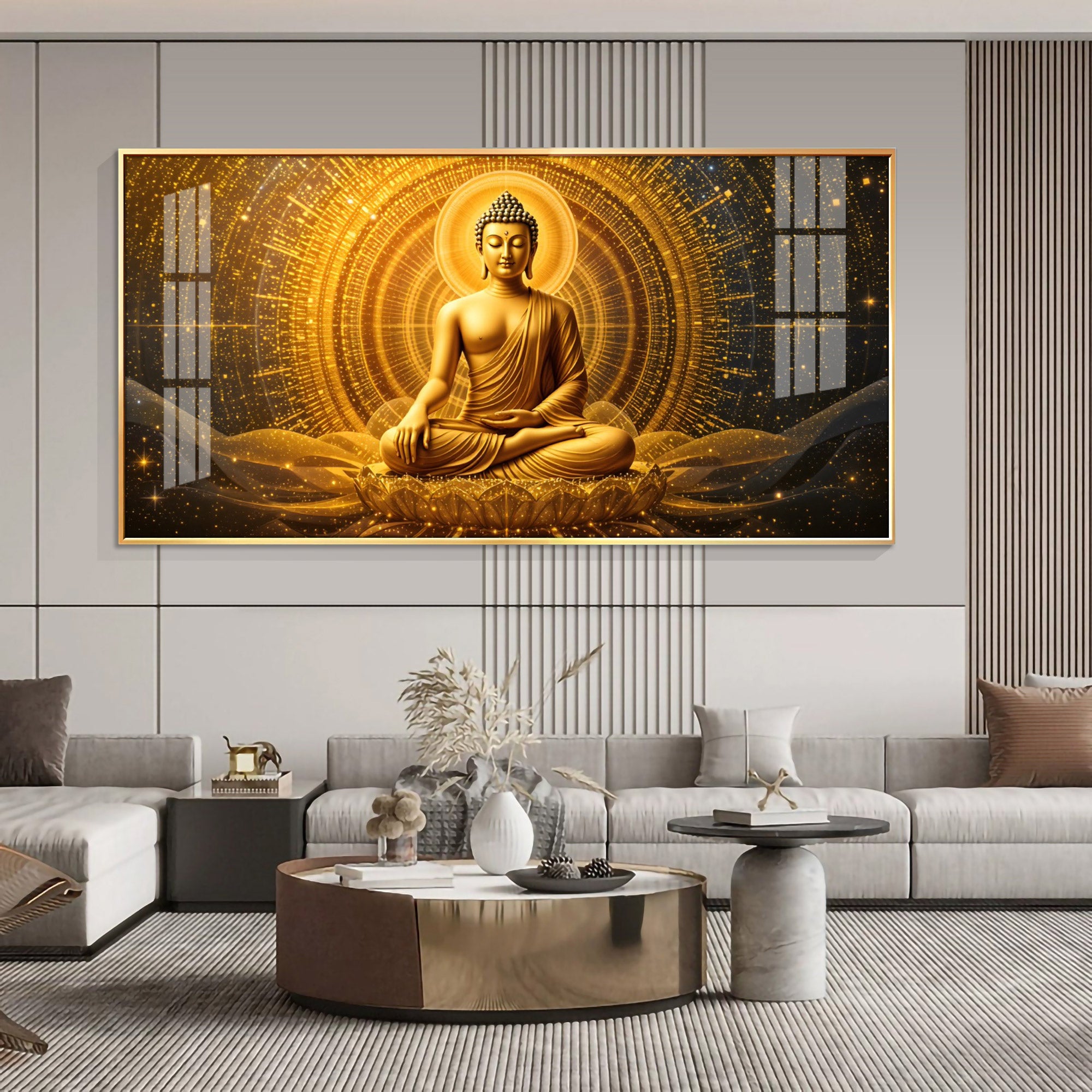 Golden Buddha Bliss Premium Acrylic Horizontal Wall Art