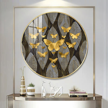 Golden Winged Premium Acrylic Round Wall Art