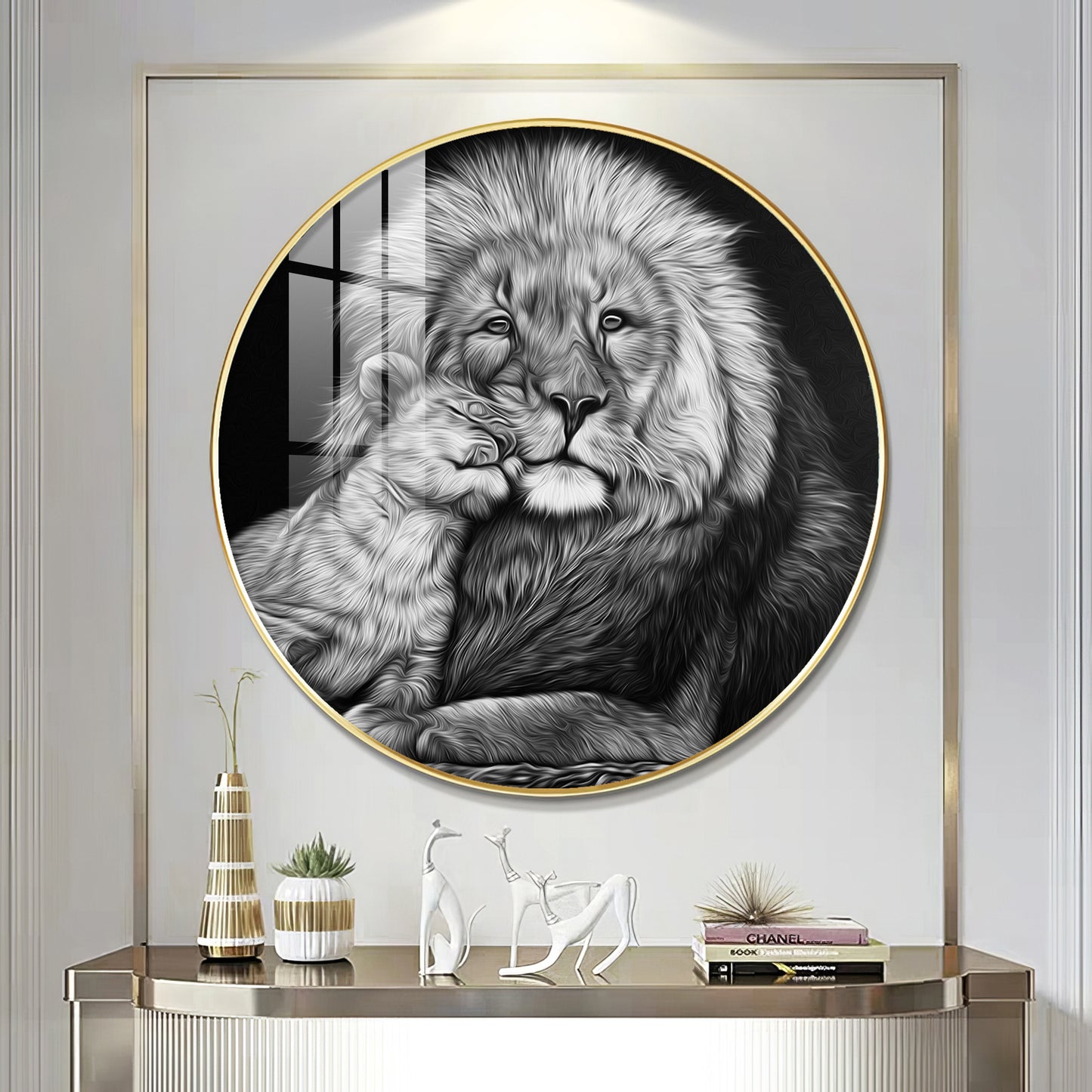The Lion Emblem Premium Acrylic Round Wall Art