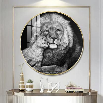 The Lion Emblem Premium Acrylic Round Wall Art