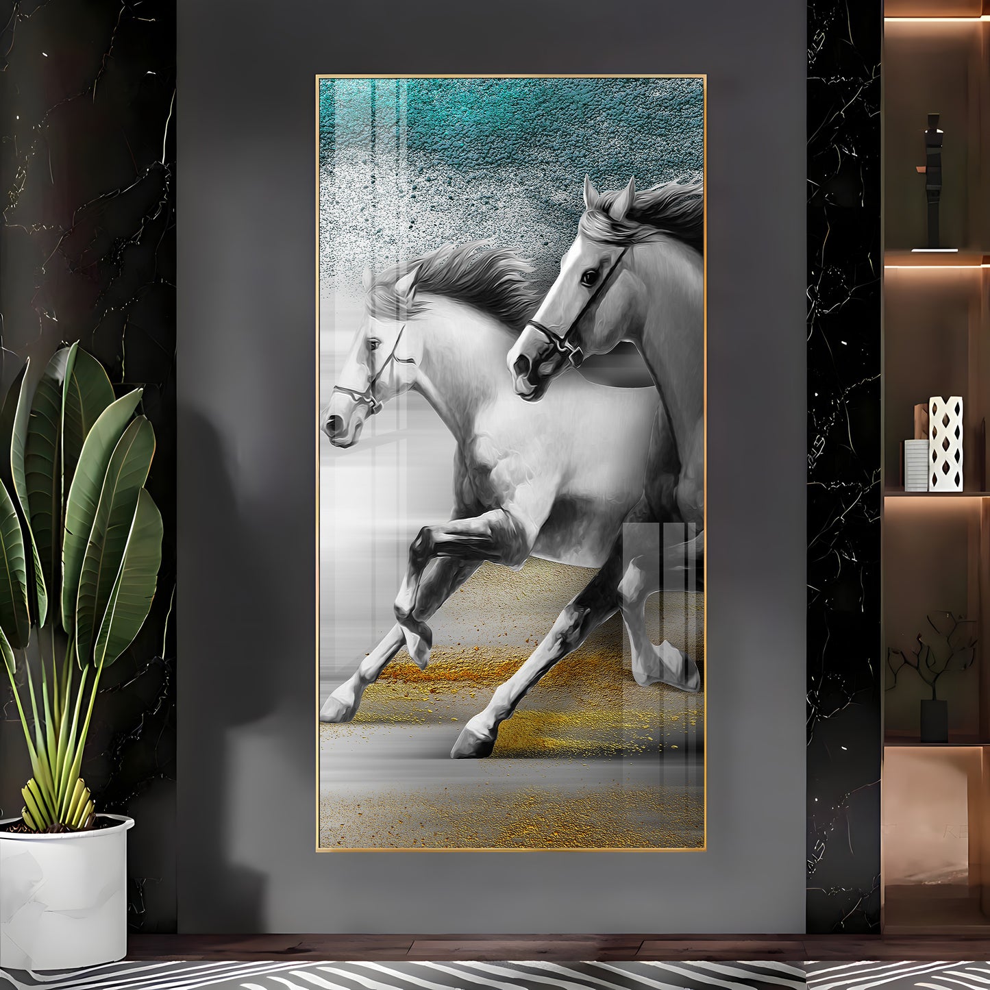 Arabian White Horse Premium Acrylic Vertical Wall Art