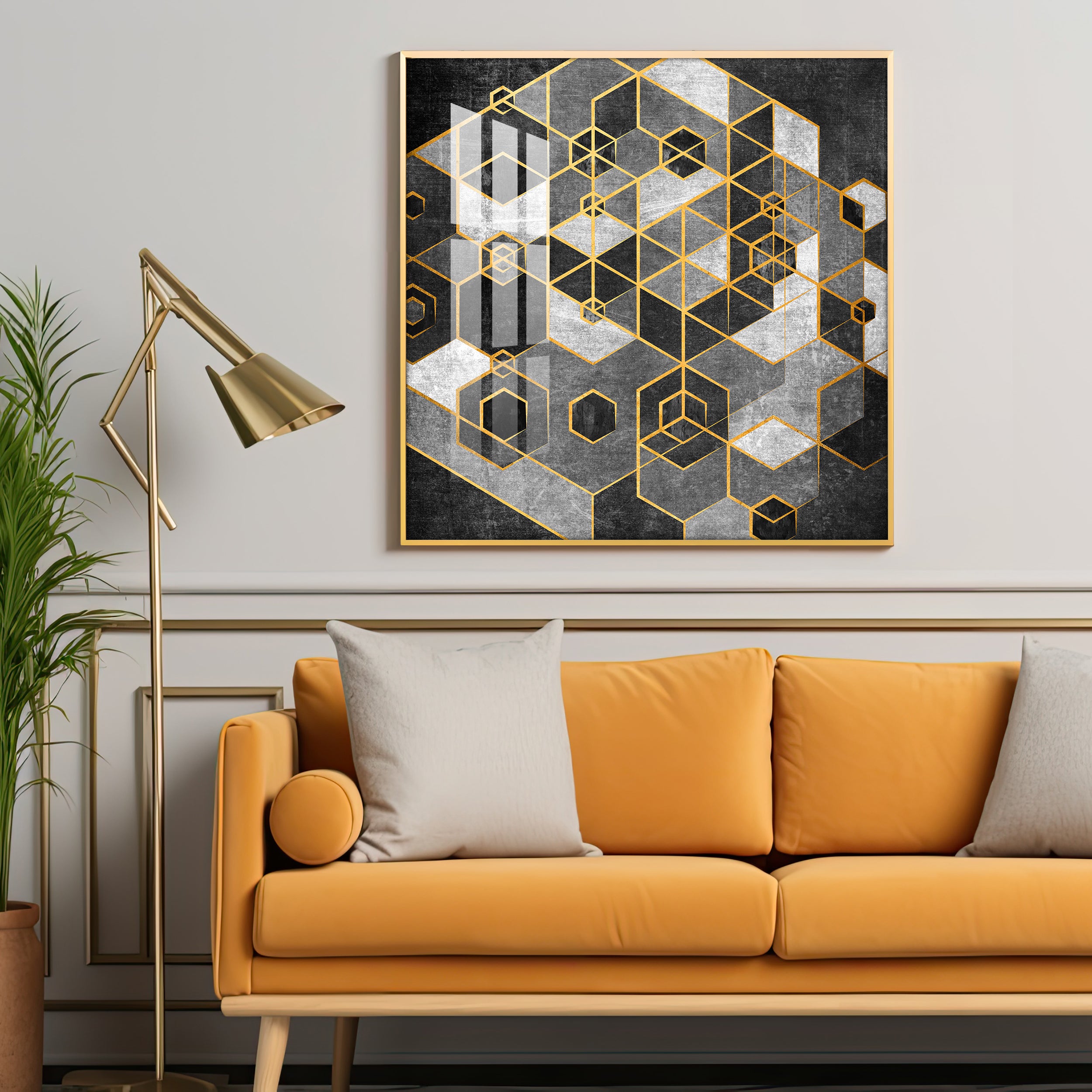Glaze Hexagonal Pattern Premium Acrylic Square Wall Art