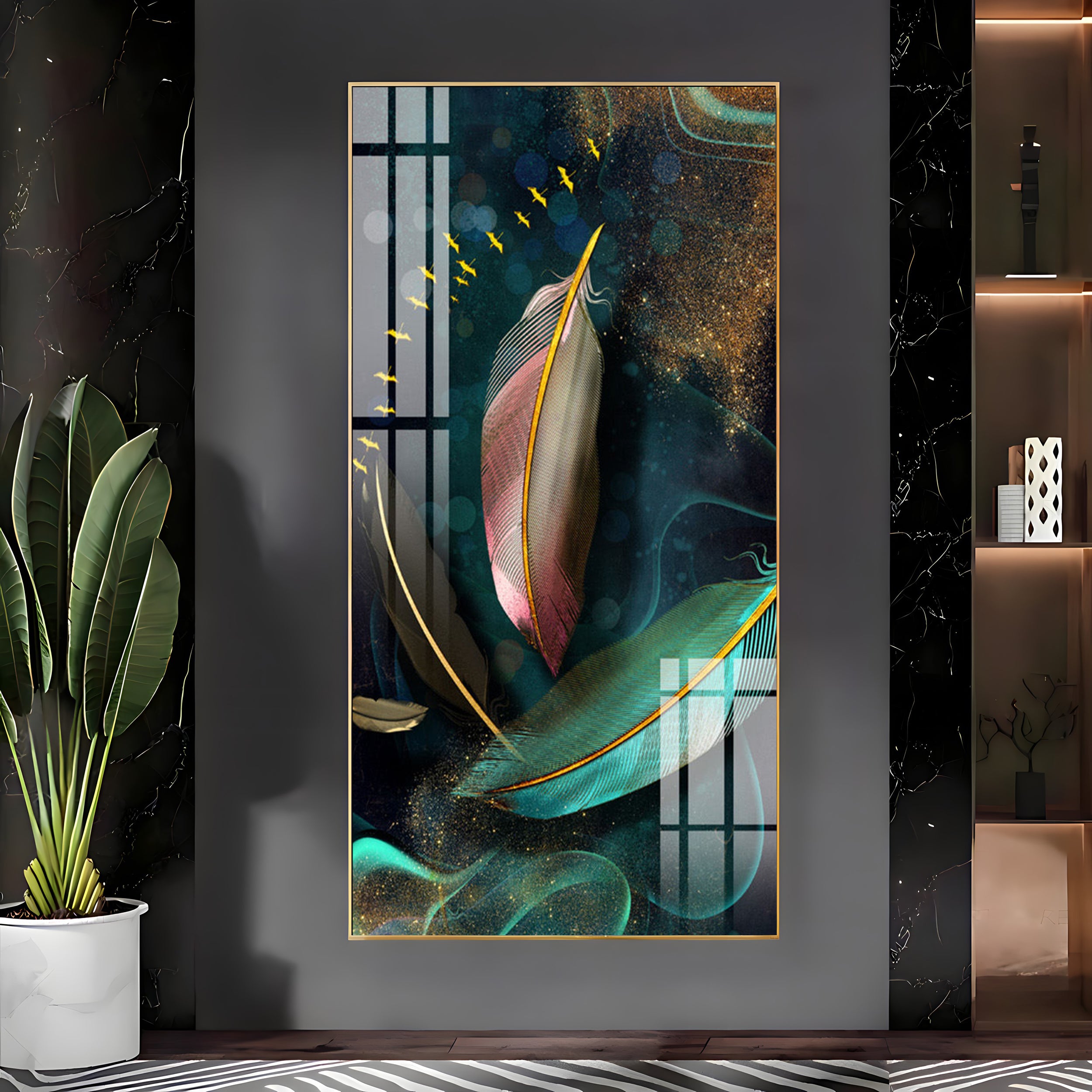 Feathers of Space Premium Acrylic vertical Wall Art