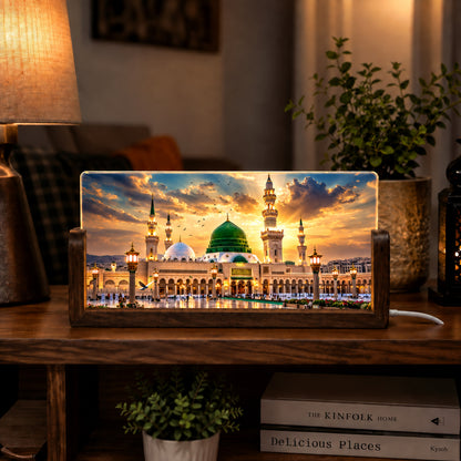 Madina Sharif Acrylic LED Table Lamp - Wooden Stand