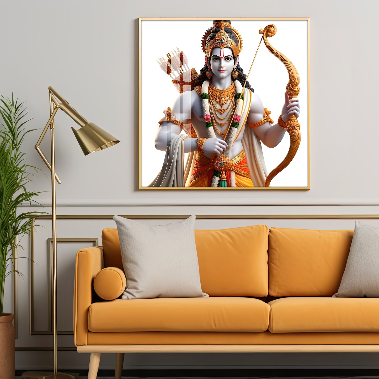 King Of Ayodhya Shree Ram Premium Acrylic Square Wall Art