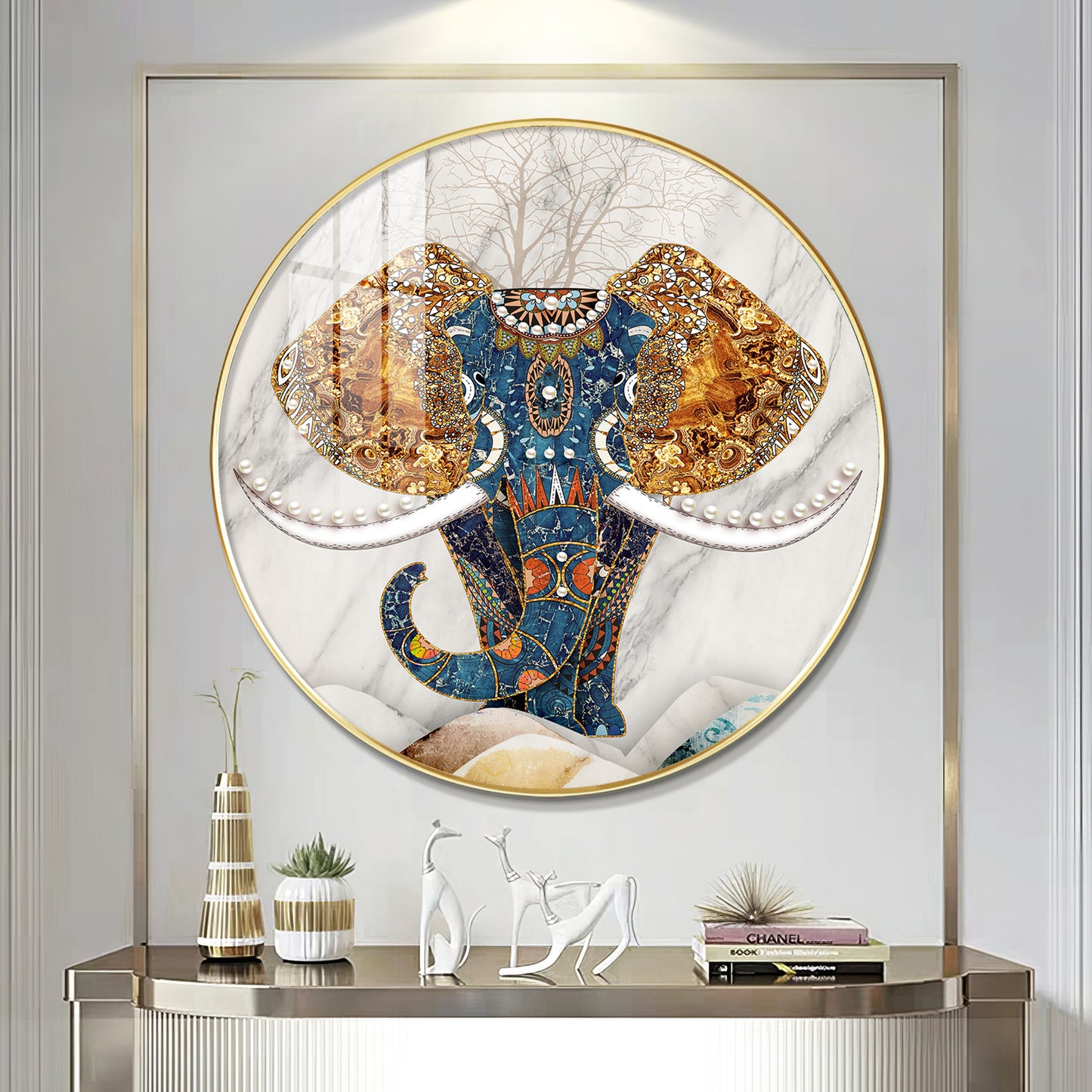 Majestic Elephant Premium Acrylic Round Wall Art