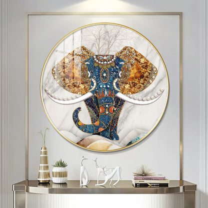 Majestic Elephant Premium Acrylic Round Wall Art