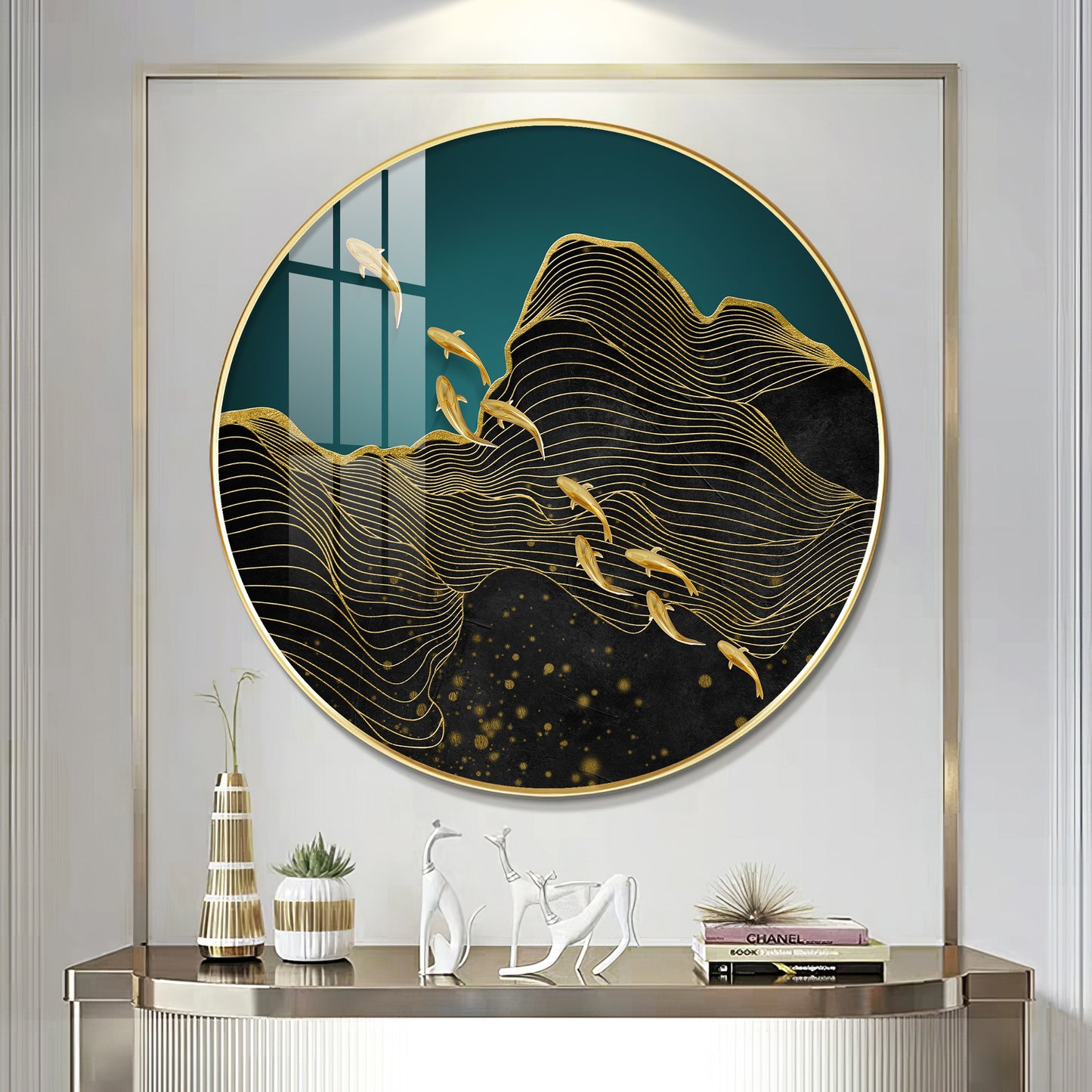 Black Wave Majesty Premium Acrylic Round Wall Art