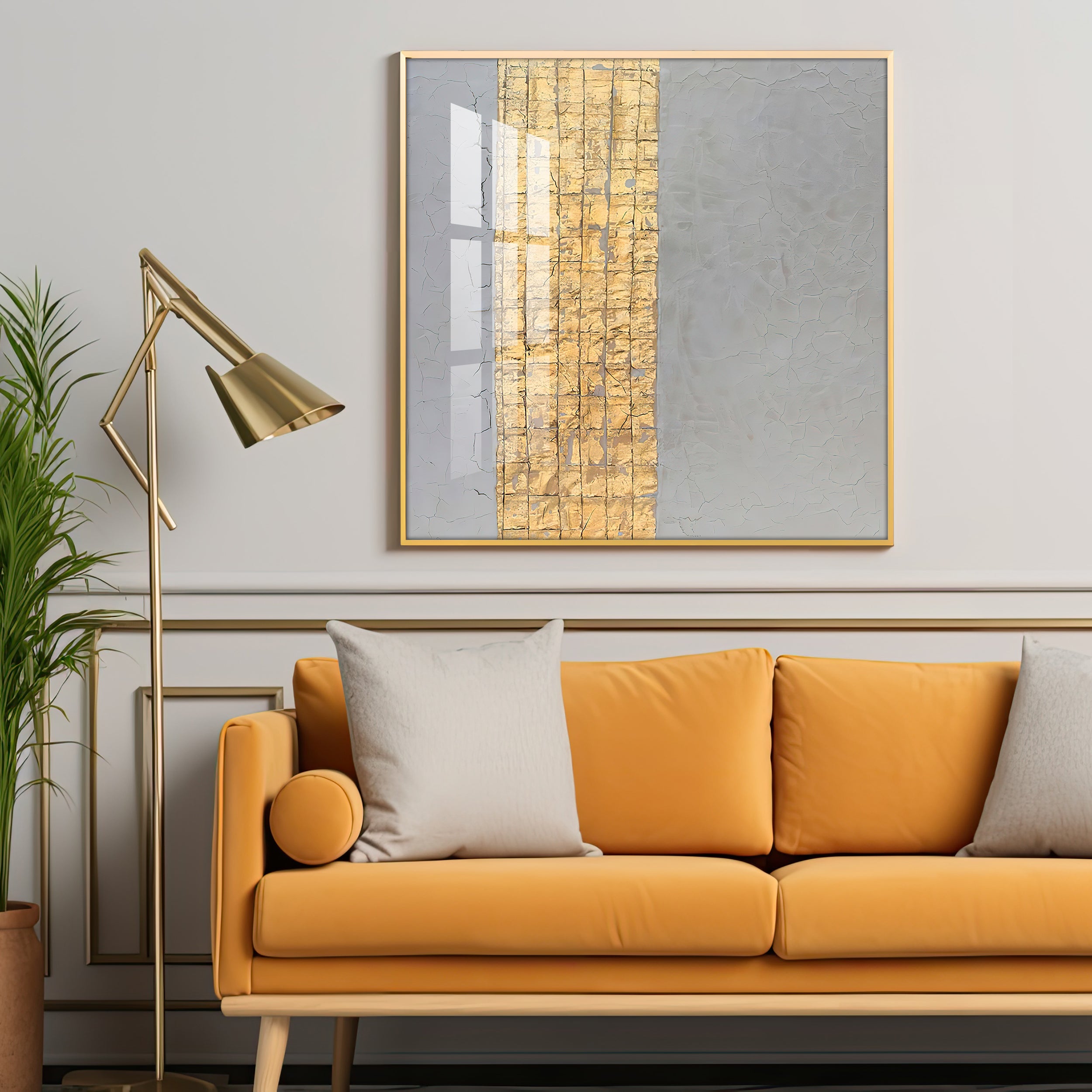 The Golden Stripe Premium Acrylic Square Wall Art