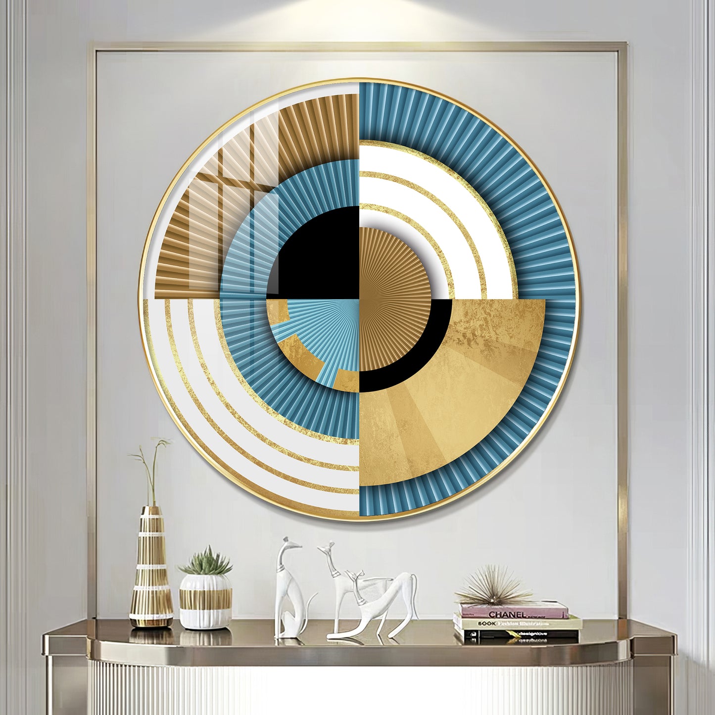 Luxe Waves Premium Acrylic Round Wall Art