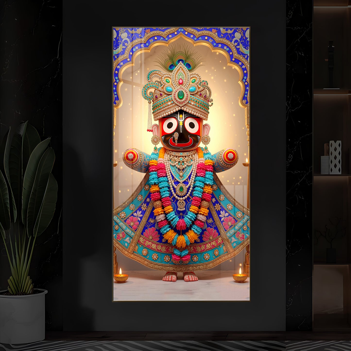 Jai Shri Jagannath Ji Modern Luxury Backlight Vertical Wall Art